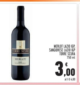 Conad Merlot Lazio IGP, Sangiovese Lazio IGP Torre Scura 750 ml offerta
