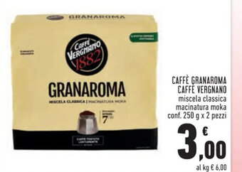 Caffè Granaroma Caffe Vergnano miscela classica macinatura moka conf. 250 g x 2 pezzi