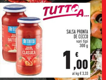 Conad Salsa Pronta De Cecco vari tipi 300 g offerta