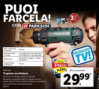 Lidl Parkside Trapano avvitatore offerta