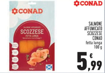Conad Conad Salmone Affumicato Scozzese fetta lunga 100 g offerta