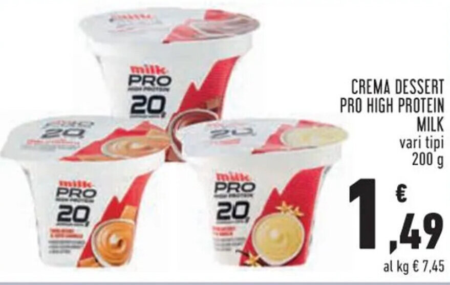Crema Dessert Pro High Protein Milk vari tipi 200 g offerta di Conad
