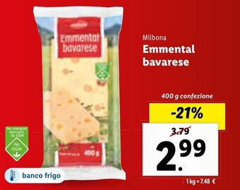 Lidl Milbona Emmental bavarese 400 g offerta