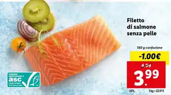 Lidl Filetto di salmone senza pelle 180 g offerta