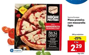 Lidl Taverna Giuseppe Pizza proteica con mozzarella light 390 g offerta