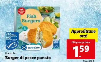 Lidl Ocean Sea Burger di pesce panato 250 g offerta