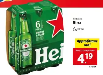 Lidl Heineken Birra 6x 0,33 l offerta