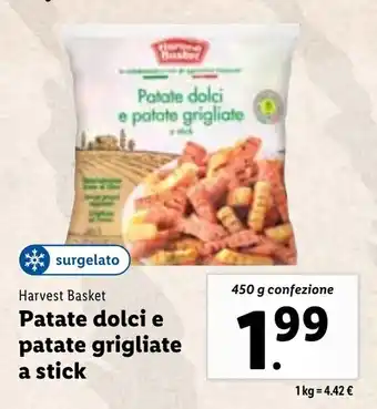 Lidl Harvest Basket Patate dolci e patate grigliate a stick 450 g offerta