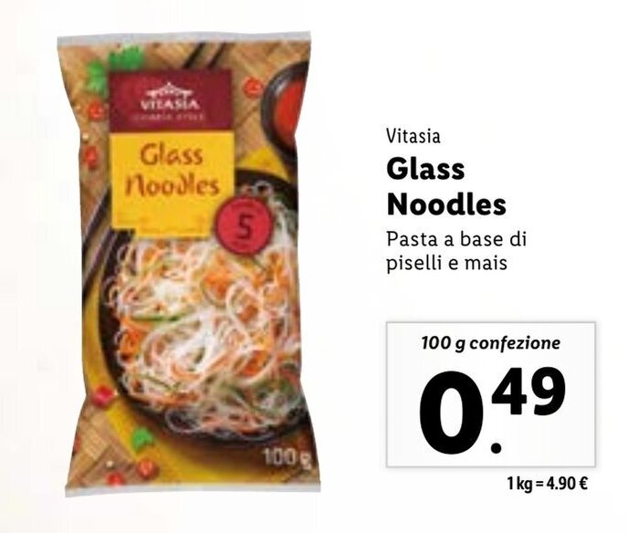 Vitasia Glass Noodles Pasta a base di piselli e mais 100 g offerta di Lidl
