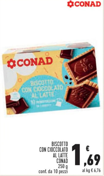 Conad Conad Biscotto Con Cioccolato al Latte 250 g conf.da 10 pezzi` offerta