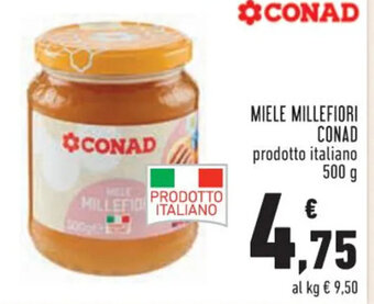Conad Conad Miele Millefiori prodotto italiano 500 g offerta