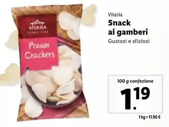 Lidl Vitasia Snack ai gamberi Gustosi e sfiziosi 100 g offerta