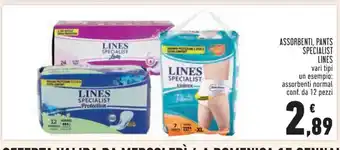 Conad Lines Assorbenti, Pants Specialist vari tipi un esempio: assorbenti normal conf. da 12 pezzi offerta