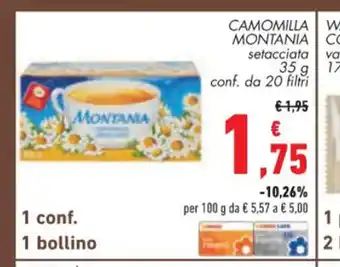 Conad Camomilla Montana setacciata 35 g conf. da 20 filtri 1 conf. 1 bollino offerta