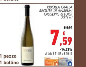 Conad Ribolla Gialla Reguta Di Anselmi Giuseppe & Luigi 750 ml offerta