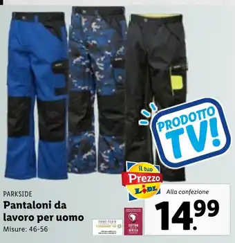 Lidl Parkside Pantaloni da lavoro per uomo misure: 46-56 offerta