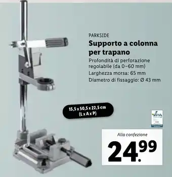 Lidl Parkside Supporto a colonna per trapano 15,5 x 50,5 x 22,5 cm offerta