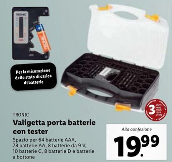 Lidl Tronic Valigetta porta batterie con tester offerta
