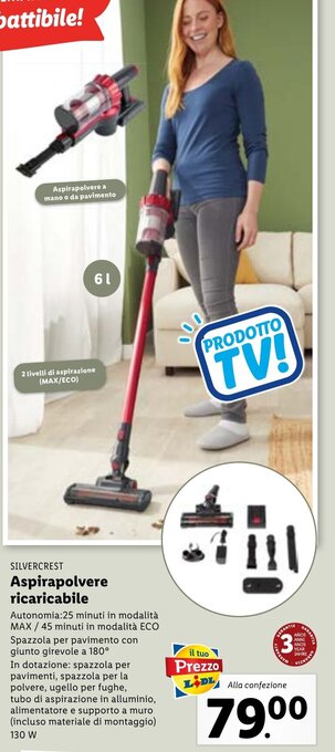 Lidl Silvercrest Aspirapolvere ricaricabile offerta