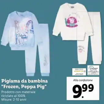 Lidl Pigiama da bambina "Frozen, Peppa Pig" Misure: 2-10 anni offerta