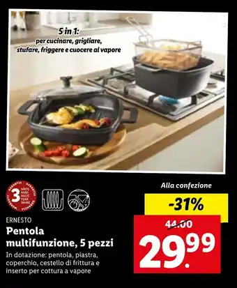 Lidl Ernesto Pentola multifunzione, 5 pezzi offerta