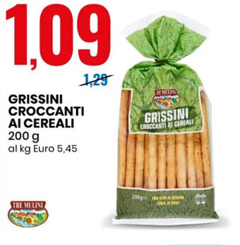 Eurospin Tre Mulini Grissini Croccanti Ai Cereali 200 g offerta