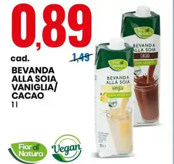 Eurospin Fior di Natura Bevanda Alla Soia Vaniglia/Cacao 1 l offerta