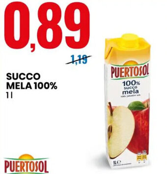 Eurospin Puertosol Succo Mela 100% 1 l offerta