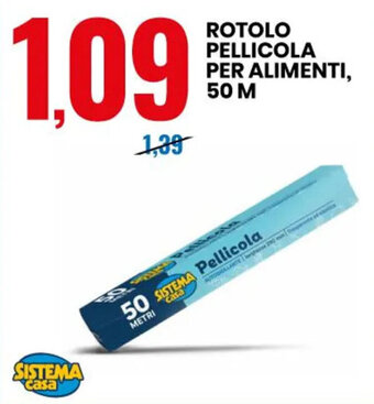 Eurospin Sistema Casa Rotolo Pellicola per Alimenti, 50 M offerta