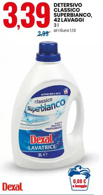 Eurospin Dexal Detersivo Classico Superbianco, 42 lavaggi 3 l offerta