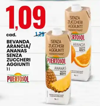 Puertosol Bevanda Arancia/Ananas Senza Zuccheri Aggiunti 1 l