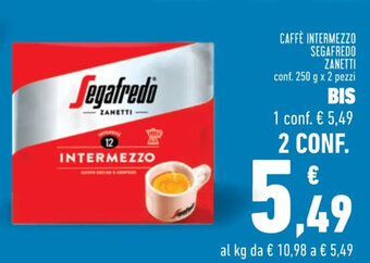 Conad Caffè Intermezzo Segafredo Zanetti conf. 250 g x 2 pezzi offerta