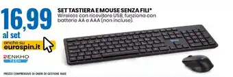 Eurospin Enkho Set Tastiera e Mouse Senza Fili offerta