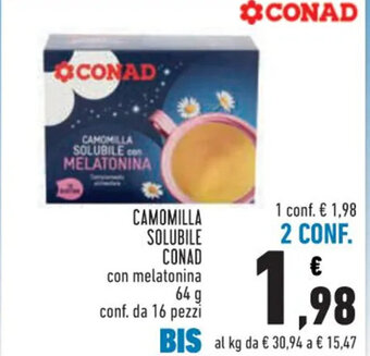 Conad Conad Camomilla Solubile con melatonina 64 g offerta