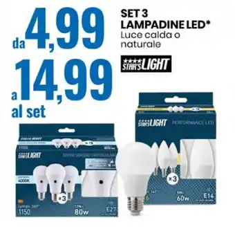 Eurospin Star's Light Set 3 Lampadine LED offerta