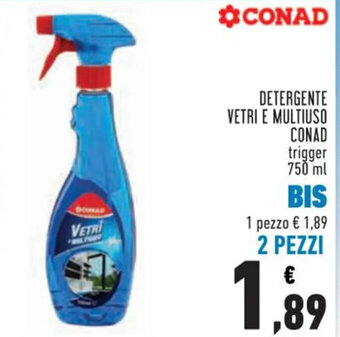 Conad Conad Detergente Vetri e Multiuso trigger 750 ml offerta