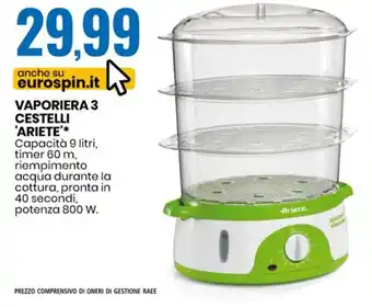 Eurospin Vaporiera 3 Cestelli 'Ariete' offerta