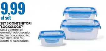 Eurospin Set 3 Contenitori 'Lock&Lock' 240+620+1100 ml offerta