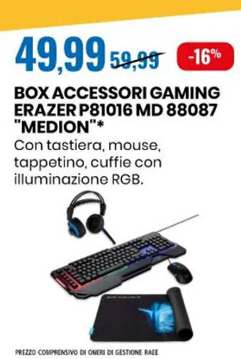 Eurospin Box Accessori Gaming Erazer P81016 MD 88087 "Medion" offerta