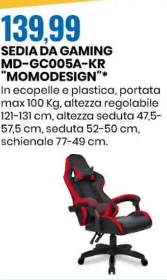 Eurospin Sedia da Gaming MD-GC005A-KR "Momodesign" offerta