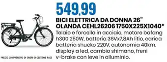 Eurospin Bici Elettrica da Donna 26" Olanda CEHL26206 1750X225X1040 offerta