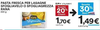 Coop Rana Pasta Fresca per Lasagne Sfogliavelo o Sfogliagrezza 250 g offerta