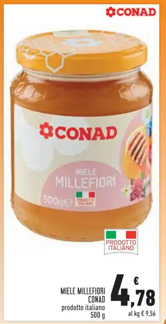 Conad Conad Miele Millefiori prodotto italiano 500 g offerta