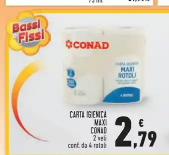 Conad Conad Carta Igienica Maxi 2 veli conf. da 4 rotoli offerta