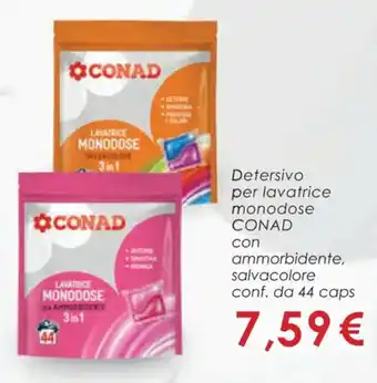 Conad Conad Detersivo per lavatrice monodose con ammorbidente, salvacolore conf. da 44 caps offerta