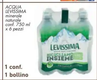 Conad Levissima Acqua minerale naturale conf. 750 ml x 6 pezzi 1 conf. 1 bollino offerta
