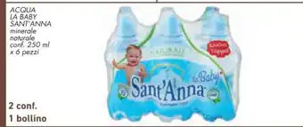Conad Sant'Anna Acqua La Baby minerale naturale conf. 250 ml x 6 pezzi 2 conf. 1 bollino offerta