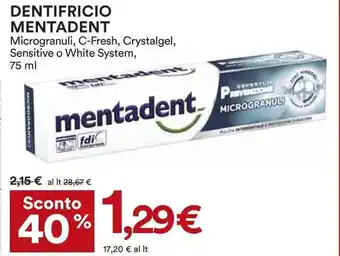Coop Mentadent Dentifricio 75 ml offerta