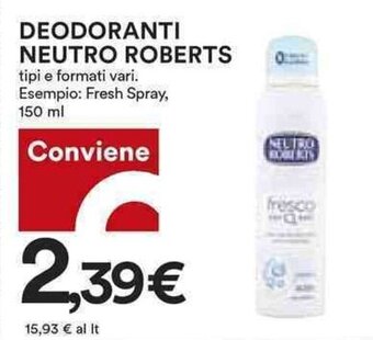Coop Neutro Roberts Deodoranti 150 ml offerta
