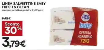 Coop Fresh & Clean Linea Salviettine Baby 2 x 72 pezzi offerta